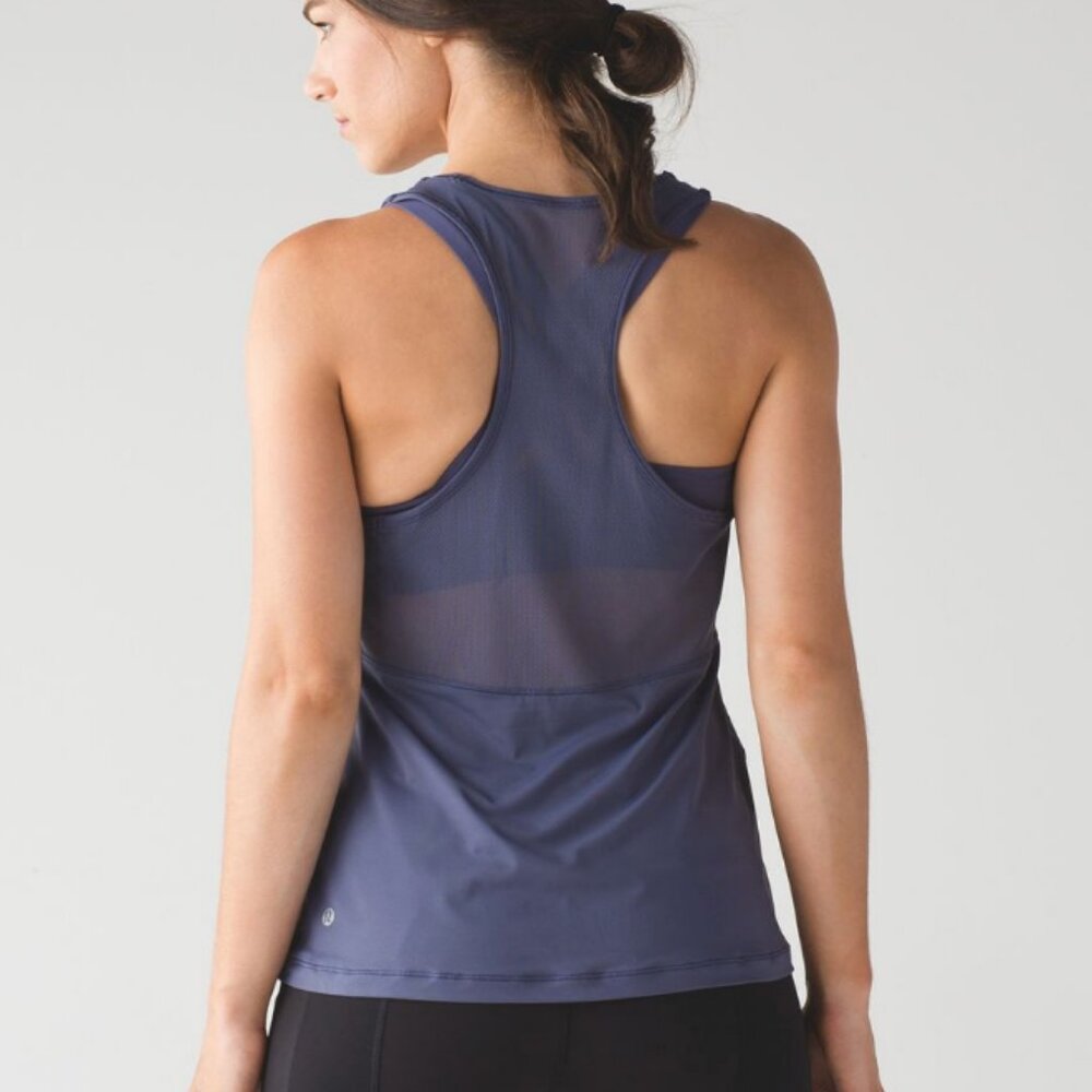 Lululemon Fast As Light 2-In-1 Tank Grey Purple Size 4 Luxtreme Light - Picture 2 of 14